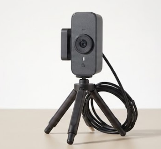 USB webcam positioned vertically for the Android emulator face swap setup